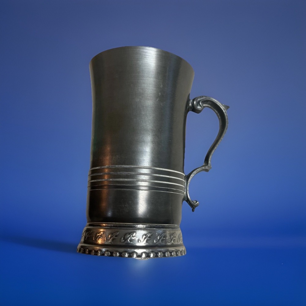 Chinacraft Pewter Tankard Makers Mark Collectible Mug with Decorative Handle